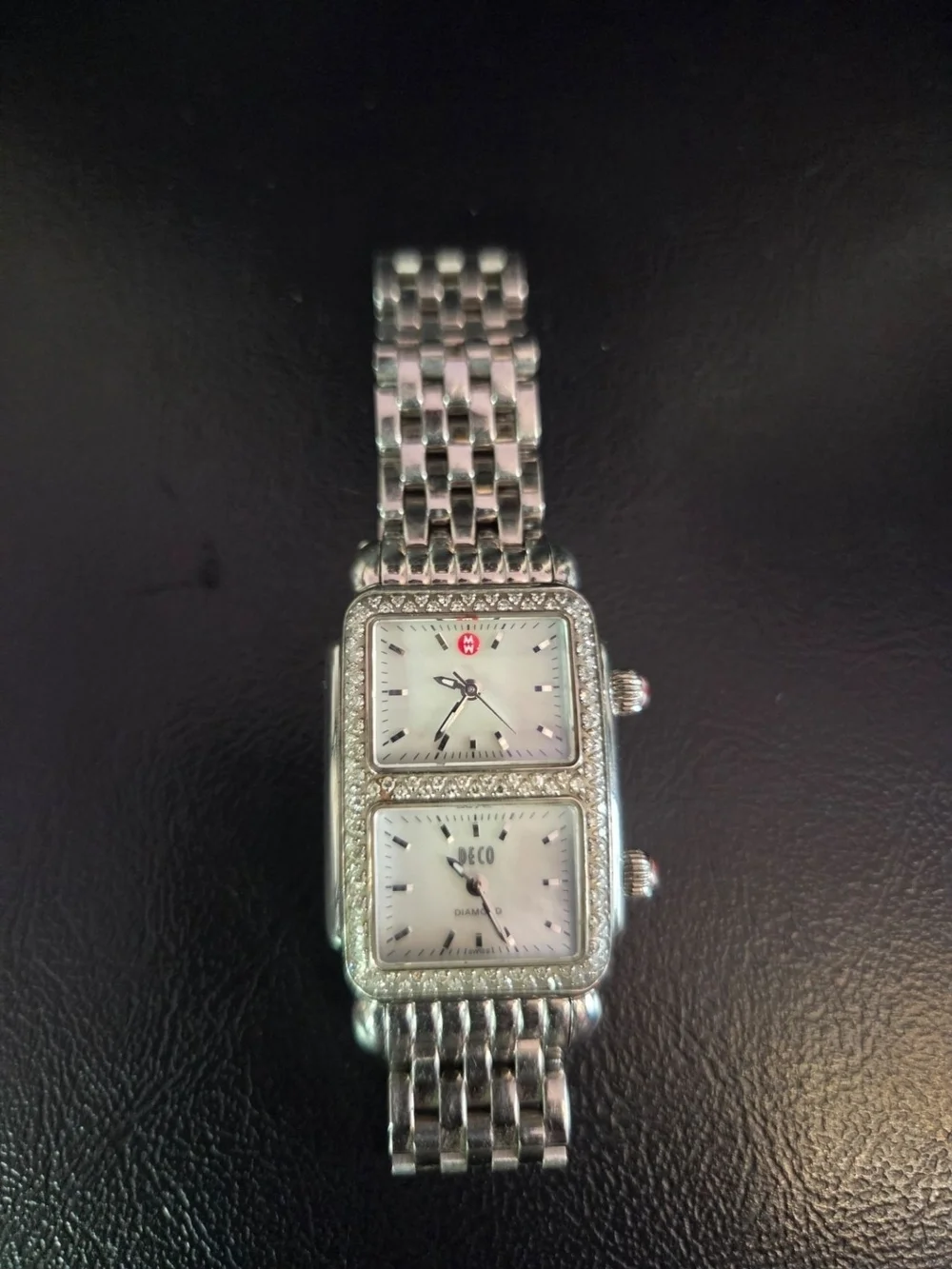 Michelle Deco Dual-Time Stainless Steel Watch in Silver